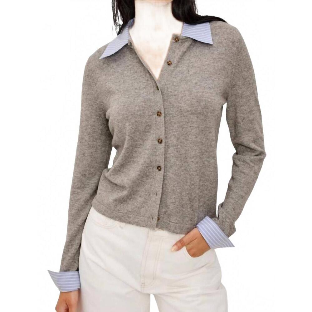 NEW RAILS eryn cotton-blend cardigan in heather grey